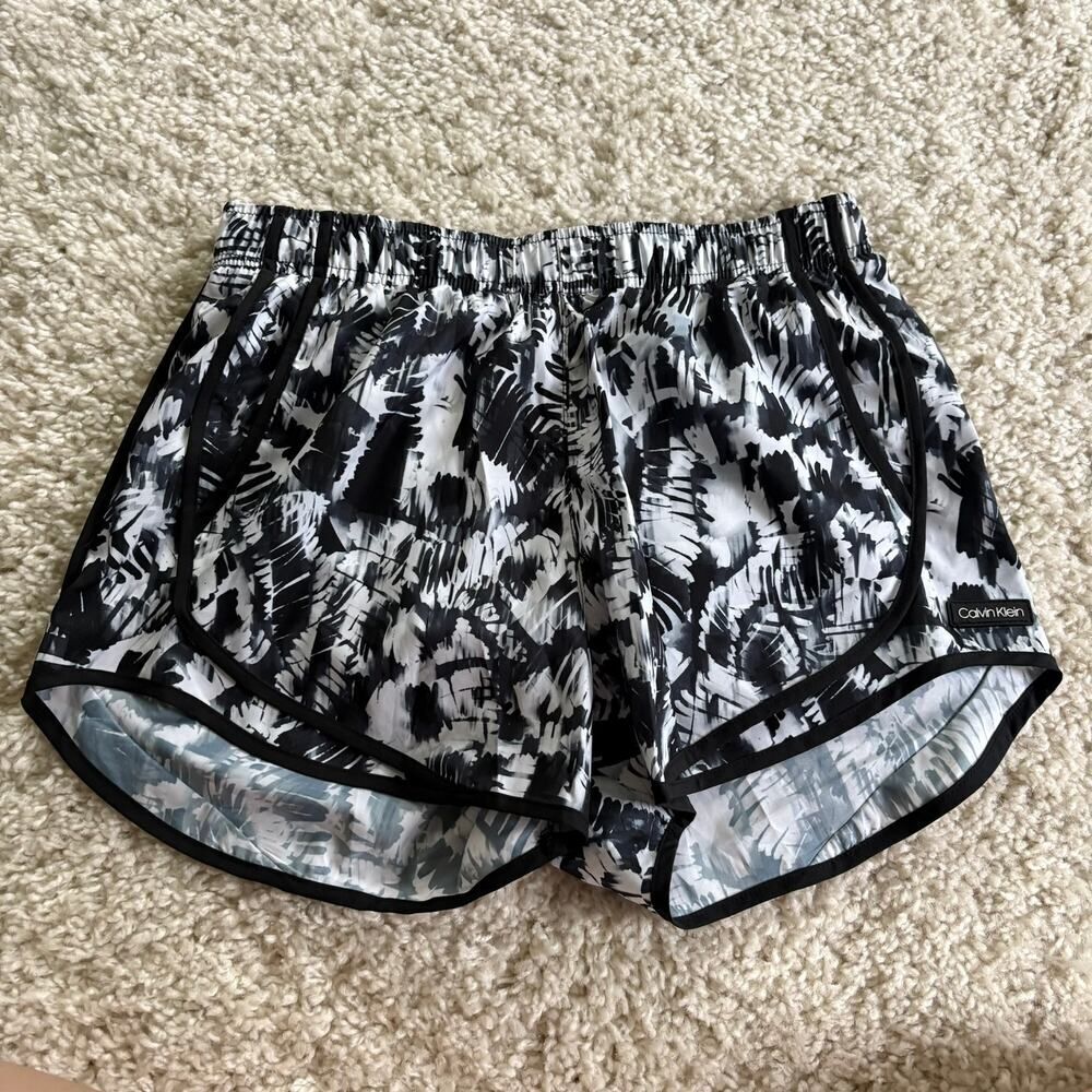 Calvin Klein Abstract Print Athletic Shorts Black White Small